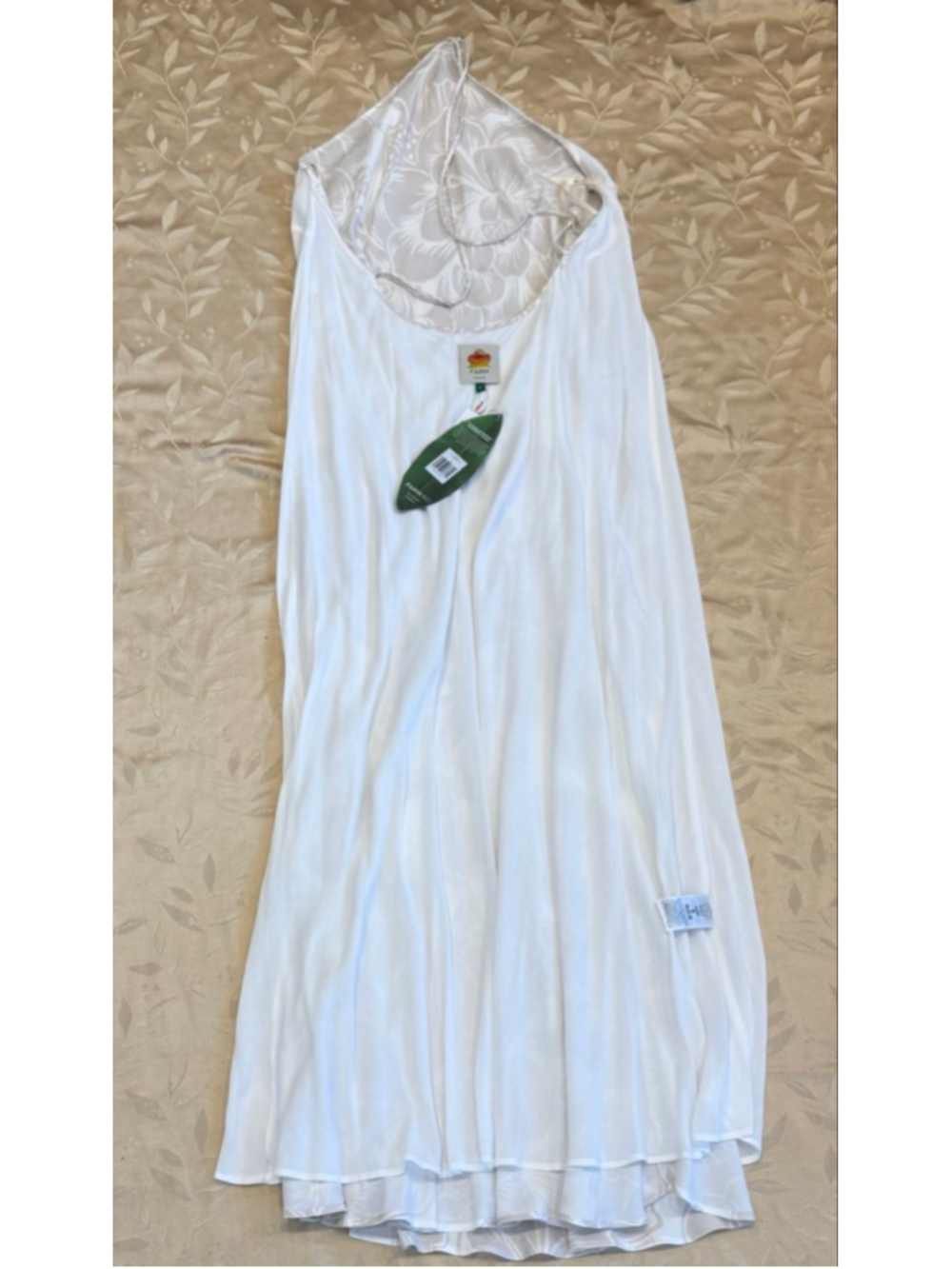 FARM Rio Off-White Beaded Halter Silk-Blend Resort Maxi Dress XL NWT - Picture 9 of 10